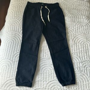 Dark wash denim joggers